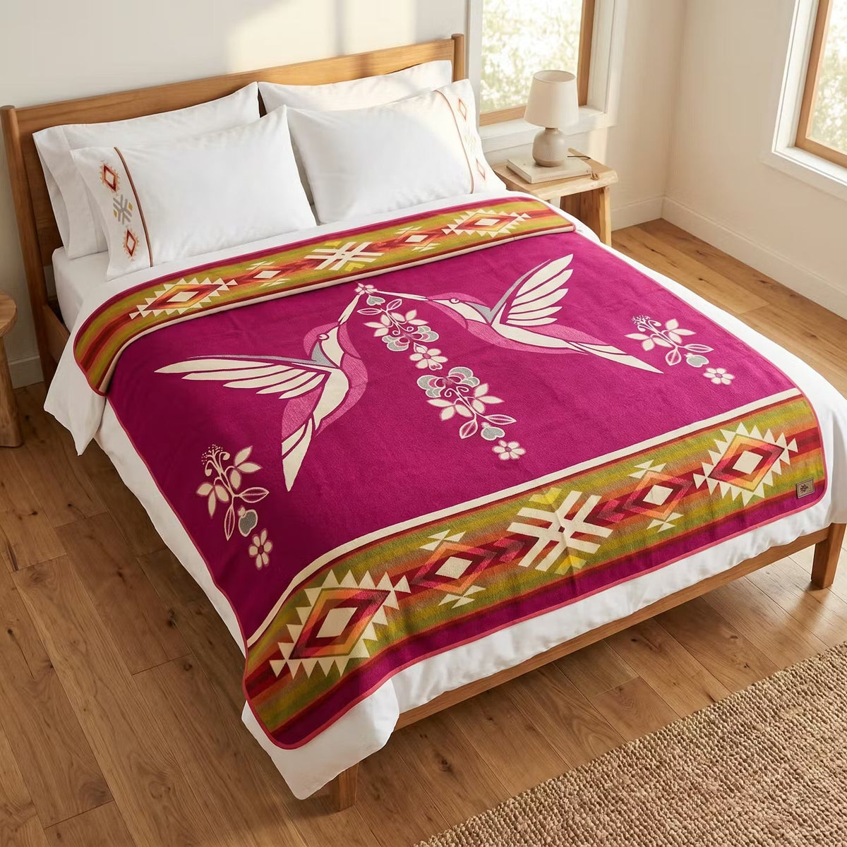 Twin Hummingbird reversible woven blanket by OldTribes