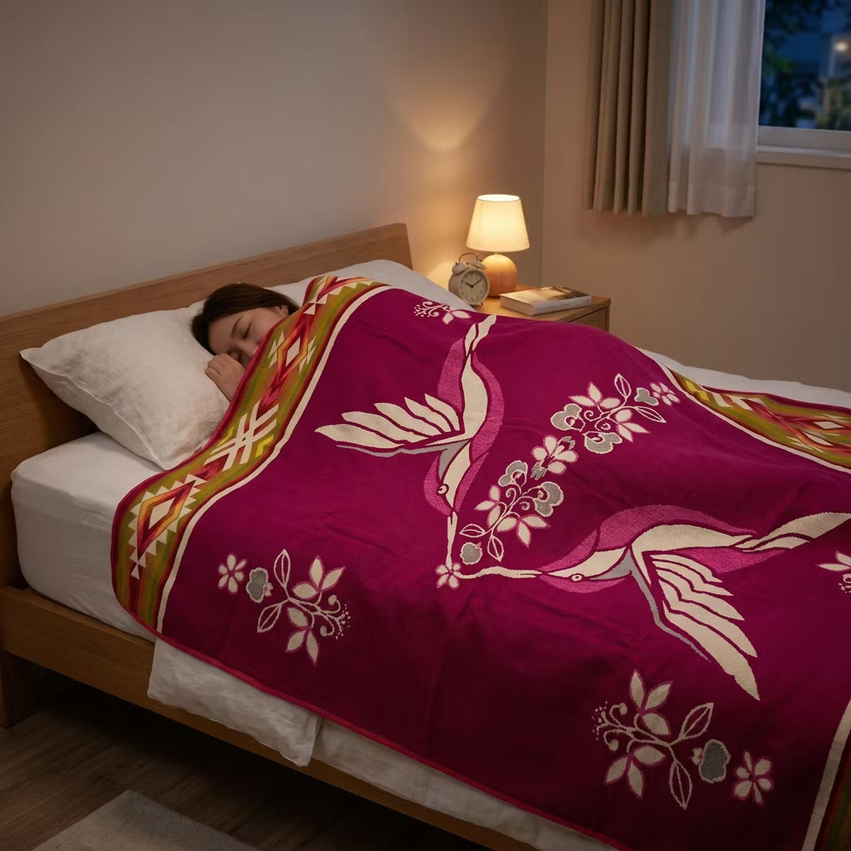 Twin Hummingbird reversible woven blanket by OldTribes
