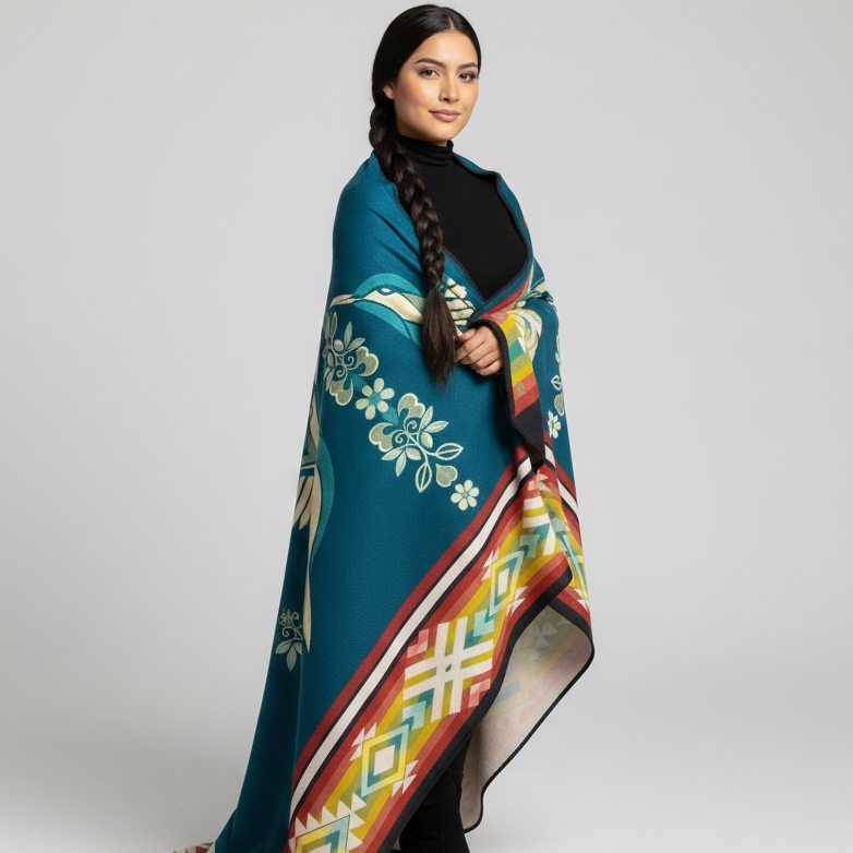 Twin Hummingbird reversible woven blanket by OldTribes